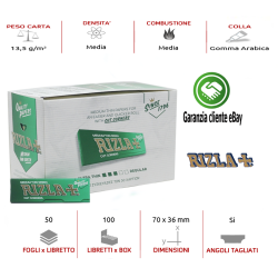 Papel de fumar Rizla Verde . Caja de 100 libritos.