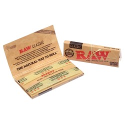 Raw doble regular, caja de 25 libritos . Tamaño corto. Papel natural.