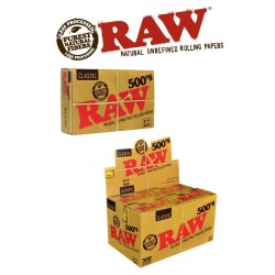 Raw 500  - 1 caja  20 libritos de Papel de Fumar natural