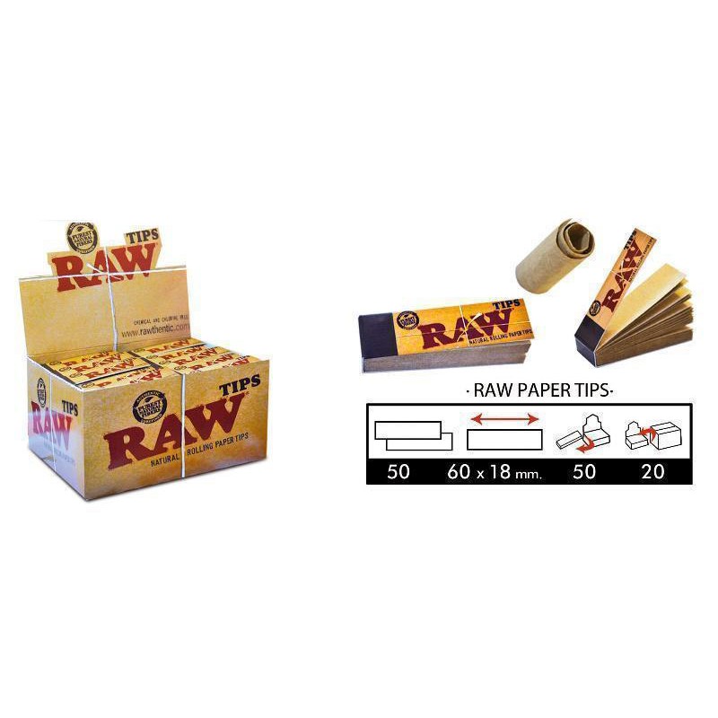 Filtros de Cartón Raw Tips   caja de 50 libritos filtros enrollables.