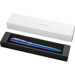 Pelikan, Pluma Estilográfica Jazz Nobel Elegance en Metal Sapphire, Tinta Azul, Con Clip Elástico y Elegante Estuche de Regalo