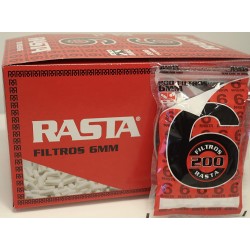 1 caja de  30 Bolsas de  Filtros para cigarrillos Rasta Slim 6mm. 200 filtros bolsa total 6000. unidades .
