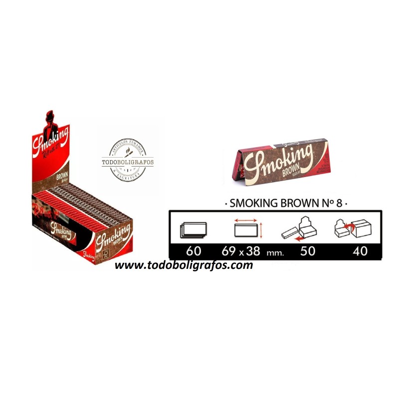 Papel Smoking brown Regular natural 70mm.( papel corto)- 50 libritos.