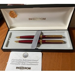 Raro Conjunto de Boligrafo y Portaminas Inoxcrom Paris star Rojo GT.