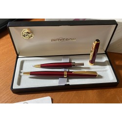 Raro Conjunto de Boligrafo y Portaminas Inoxcrom Paris star Rojo GT.