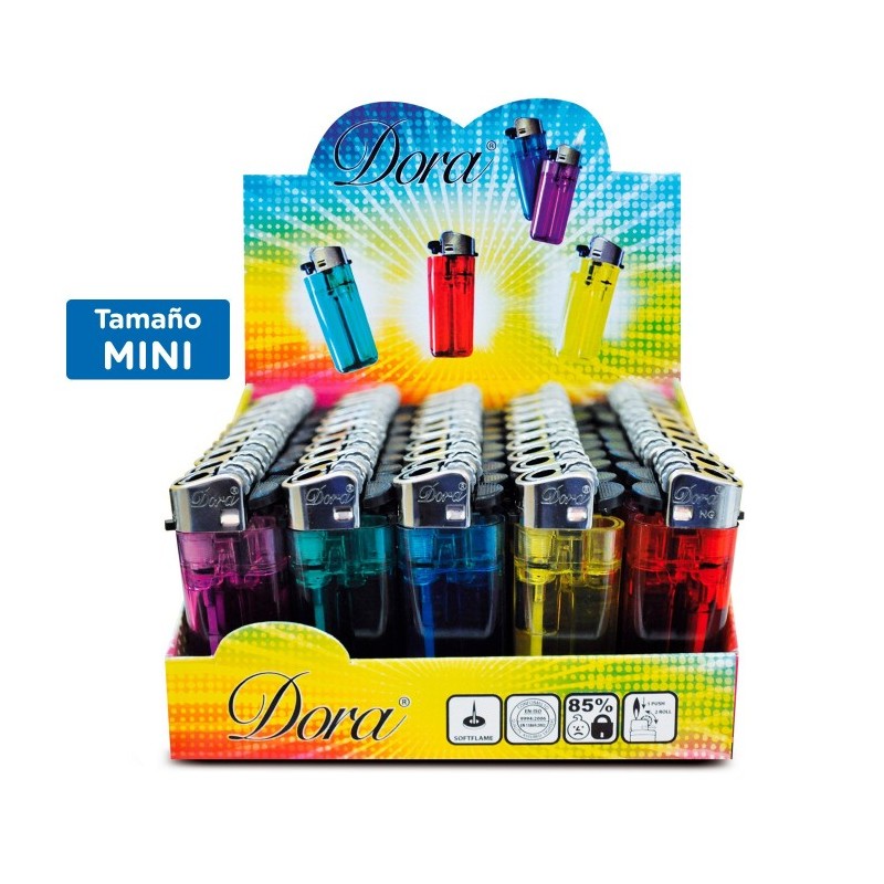 Dora 1000 Mini mecheros encendedores Piedra colores translucidos de colores Dora.