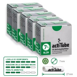 Filtros de carbon activado actitube   slim 50 filtros 7mm.