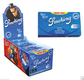 1 caja de Papel de fumar Smoking 200 azul.