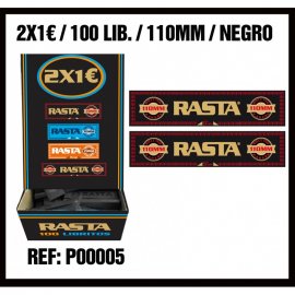 1 caja de 100 libritos papel Rasta king size slim 110mms.