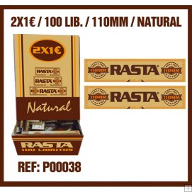 1 caja Papel Rasta Natural Slim King size 110 mms. 100 LIBRITOS - PROMOCION PAPEL . PAPEL LARGO King size.