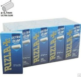 1 caja con 20 paquetes de Filtros Rizla ultra Slim 5,7mm. precortados.