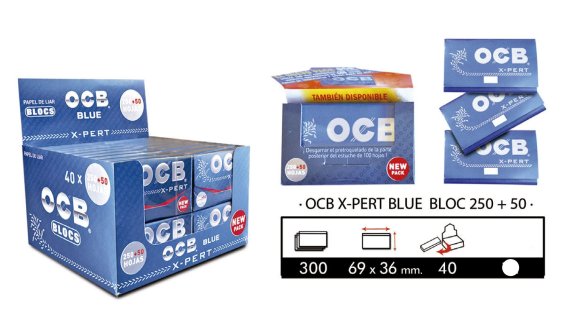 Ocb Xpert blue 300. caja de 40 libritos. Nueva y precintada.