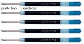 5 Recambios Inoxcrom azul. punto fino. tipo jumbo, valido para boligrafos inoxcrom , parker. Envio gratis