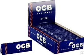 25 libritos de papel Ocb Ultimate 1 1/4. 77 mms. tamaño medio.