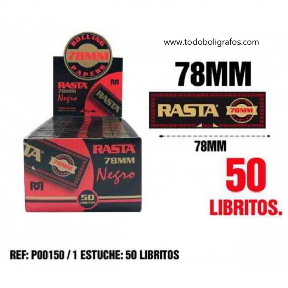 1 Caja de 50 libritos de Papel Rasta Negro 78mms. 1 1/4.