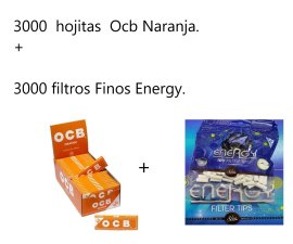 1 conjunto de papel de fumar Ocb Naranja + 3000 filtros Energy slim ENVIO GRATIS