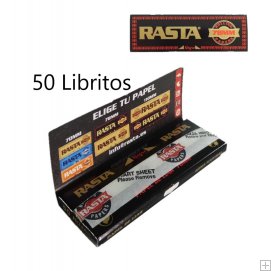 1 Caja de 50 libritos de Papel Rasta Negro 78mms. 1 1/4. OFERTA PAPEL TAMAÑO MEDIO BARATO