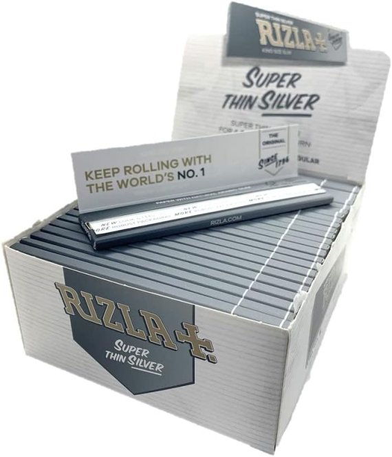 1 caja de papel largo Rizla Silver Slim king size. caja de 50 libritos. Ultrafino combustión lenta.