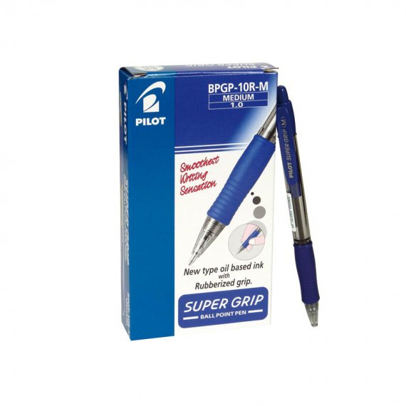 Boligrafos Pilot Supergrip . ; tinta color azul. caja de 12 unidades.ENVIO GRATIS A PENINSULA.