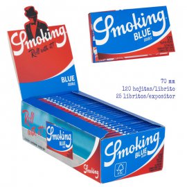 1 caja de Papel de fumar Smoking azul, blue, Doble ,Caja de 25 libritos. Equivalen a 50 libritos normales de Smoking azul