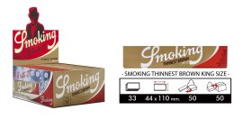 1 caja de 50 Libritos Smoking Thinnest brown slim king size. papel natural ultrafino