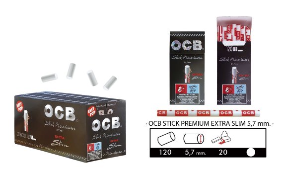 1 caja con 20 cajitas de Filtros Ocb Stick premiun. tips. filtros de 5,7mm. 20 cajitas .