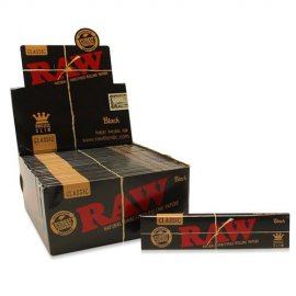 RAW Black King Size Slim Classic Natural Unrefined Skins 110mm caja completa.