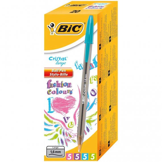 20 boligrafos Bic Serie Crystal fun . 4 colores diferentes. Bic Color Chic.
