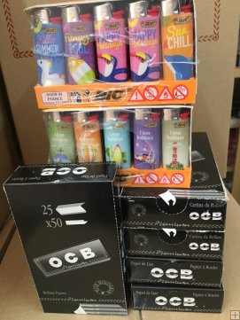 200 libritos de papel Ocb Premiun 1 1/4 + 1 caja de 50 mecheros Minibic. ENVIO GRATIS A PENINSULA.