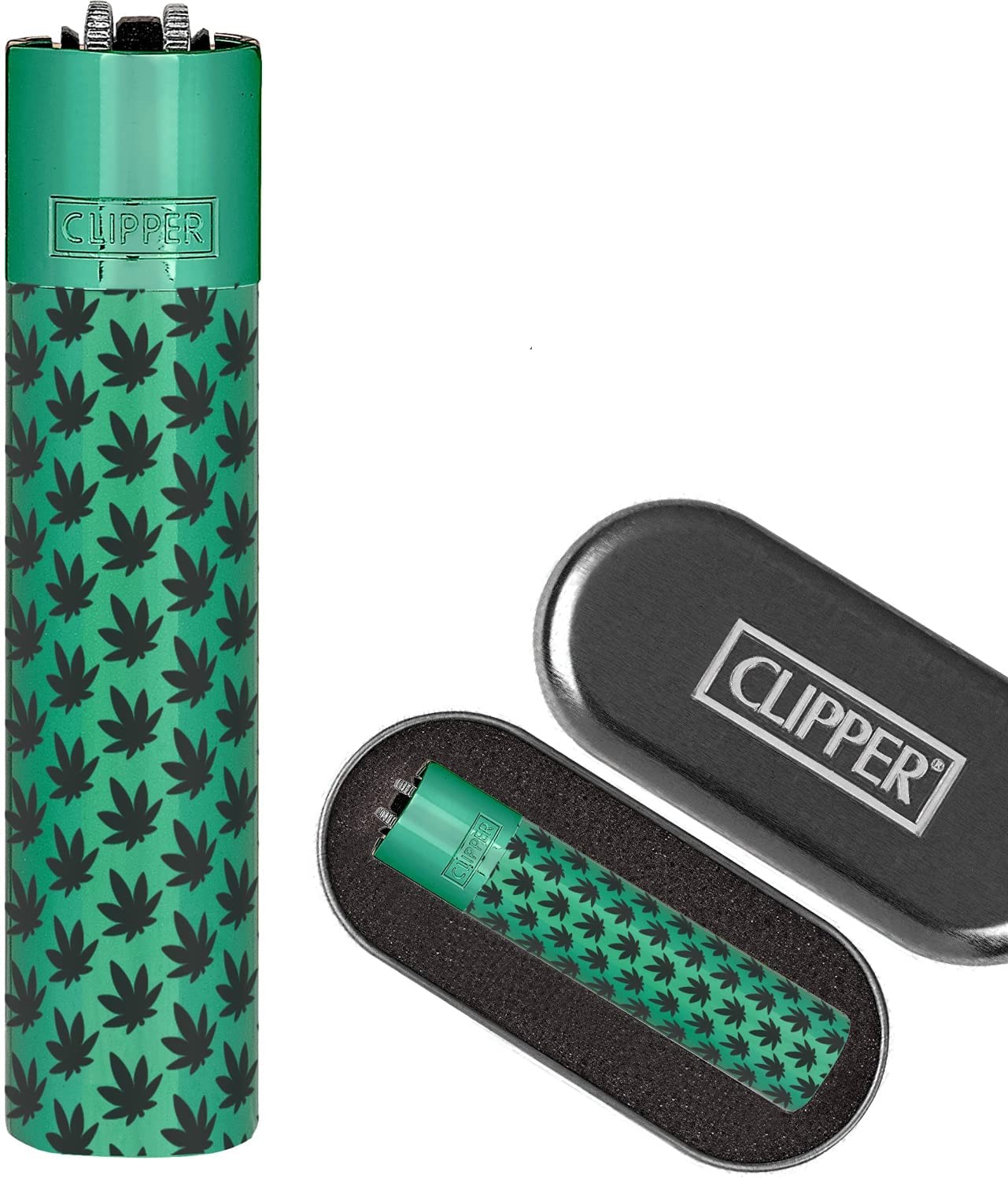 1 Mecheros Clipper acero mini leaves verde-negro en caja metalica para  regalo. [] - 9,00€TodoBolígrafos.com 